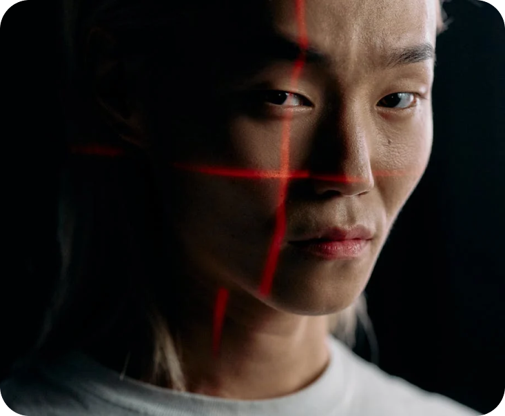 An image which represents facial recognition