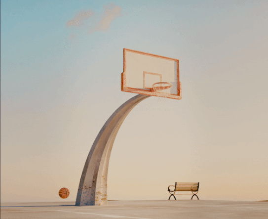 A gif blossoming with the vitality of a basketball court, where the quest to score in the basket emerges as a blooming embodiment of their mission.