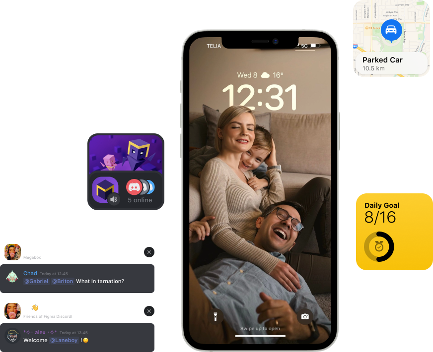 Design elements and widgets in an application